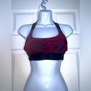 Lou & Grey Womens Small Form Red Black Camo Strappy Sports Bra S Active Bralette